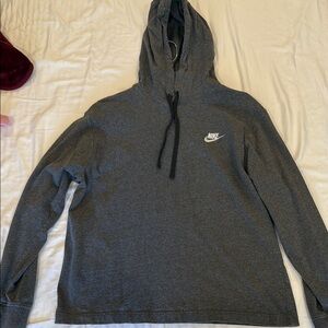 100% cotton Nike Women’s Dark Gray Hooded Long Sleeve Shirt